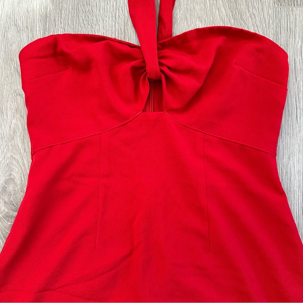 🆕 A&F Red Halter Knot-Front Cutout Mini Dress - Picture 3 of 14